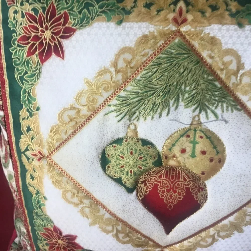 NWT Hand Crafted, Quilted Beautiful Metallic Print Holiday Pillow